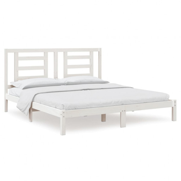 Estrutura de cama super king pinho maciço 180x200 cm branco M 2
