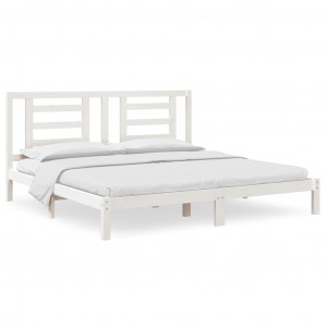 Cama sem colchão 200x200 cm madeira de pinho maciça branco H
