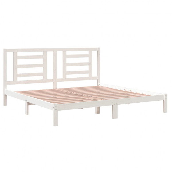 Estructura de cama madera maciza de pino blanco 200x200 cm M 4