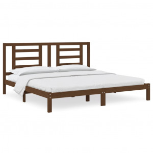 Estrutura de cama 200x200 cm pinho maciço castanho mel H