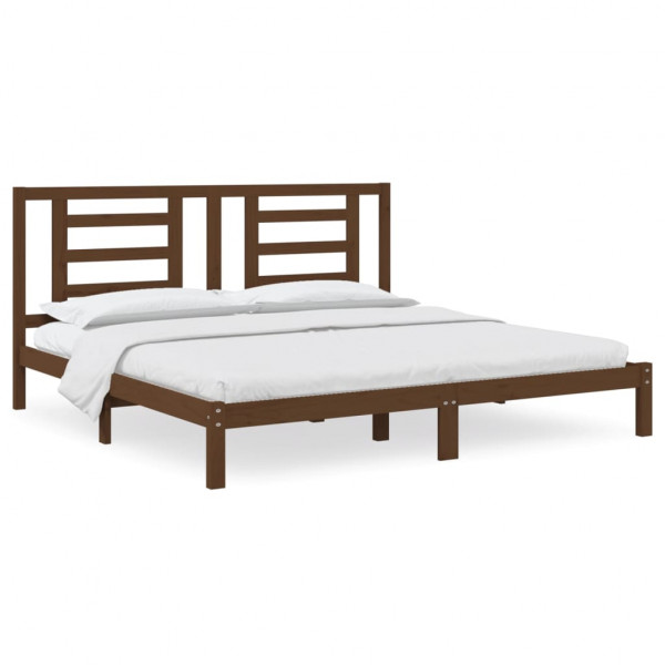 Estrutura de cama 200x200 cm pinho maciço castanho mel M 2