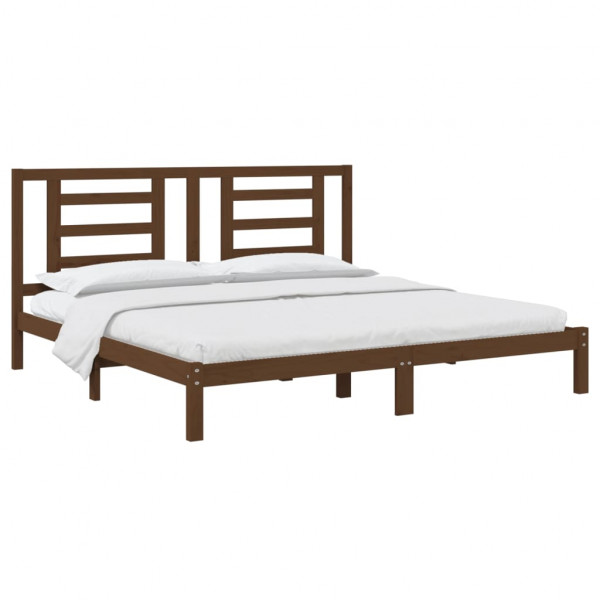 Estructura de cama madera maciza de pino marrón miel 200x200 cm M 3