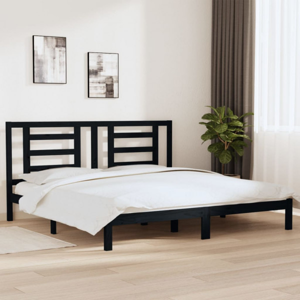 Estructura de cama de madera maciza de pino negro 200x200 cm D
