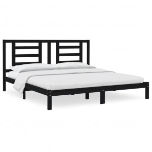 Estrutura de cama 200x200 cm pinho maciço preto H