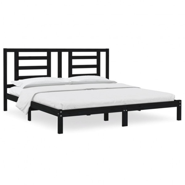 Estructura de cama de madera maciza de pino negro 200x200 cm M 2