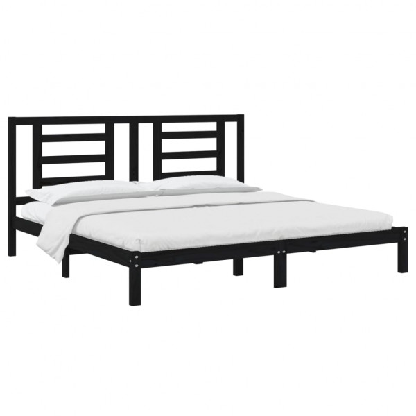 Estrutura de cama 200x200 cm pinho maciço preto M 3