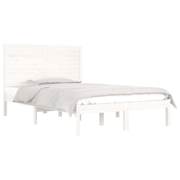 Estrutura cama pequena casal 120x190 cm pinho maciço branco M 3