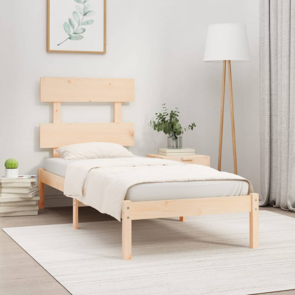 Estructura de cama madera maciza individual 90x190 cm D
