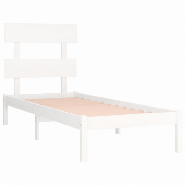 Estructura de cama individual madera maciza blanco 90x190 cm M 4