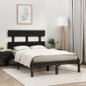 Estructura de cama de madera maciza negra 140x190 cm 1