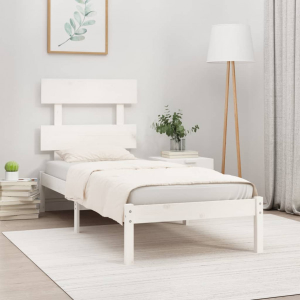 Estructura de cama madera maciza de pino blanco 100x200 cm D