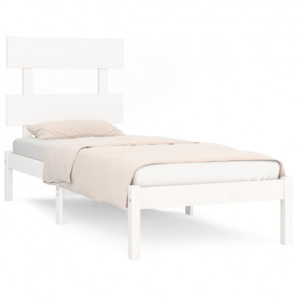 Estrutura de cama 100x200 cm madeira maciça branco M 2