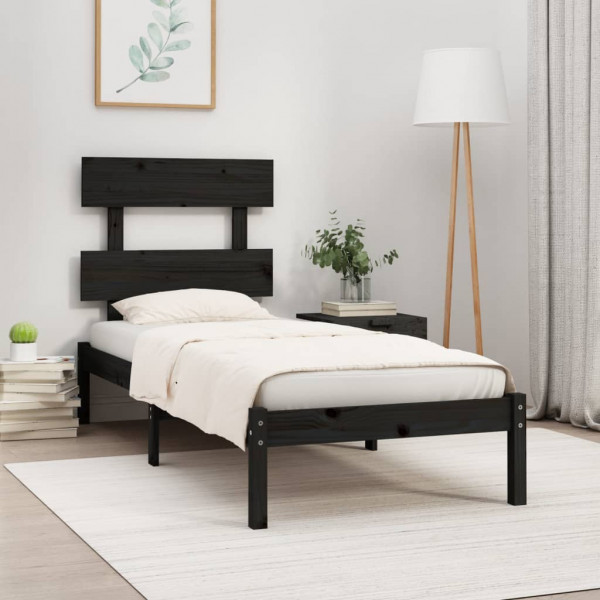 Estructura de cama madera maciza negro 100x200 cm D