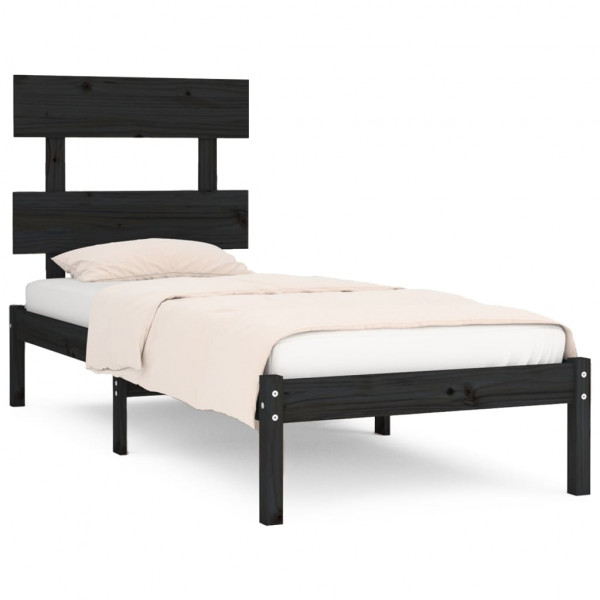 Estructura de cama madera maciza negro 100x200 cm M 2