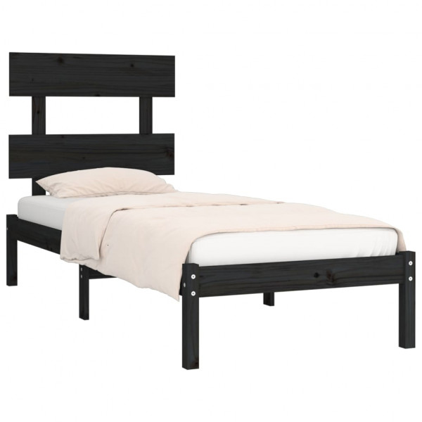 Estructura de cama madera maciza negro 100x200 cm M 3