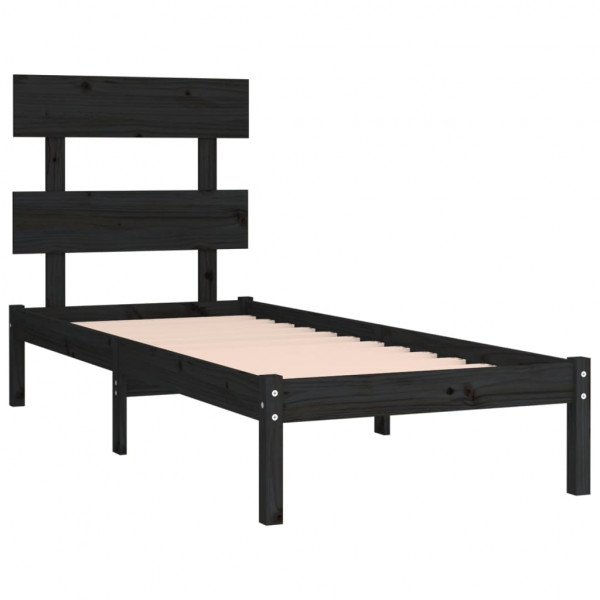 Estructura de cama madera maciza negro 100x200 cm M 4