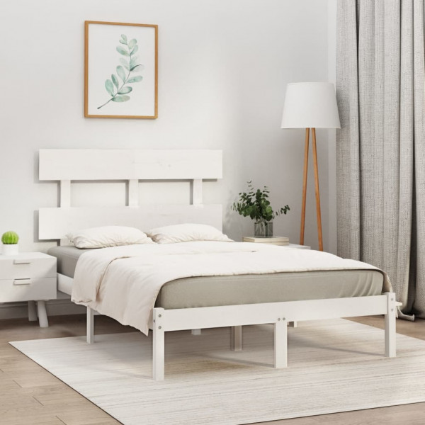Estructura de cama madera maciza blanca 120x200 cm D