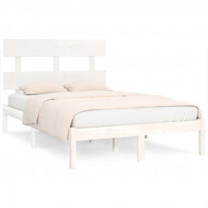 Estructura de cama de madera maciza pino blanca 160x200 cm H