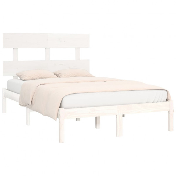 Estrutura de cama 160x200 cm madeira maciça branco M 3