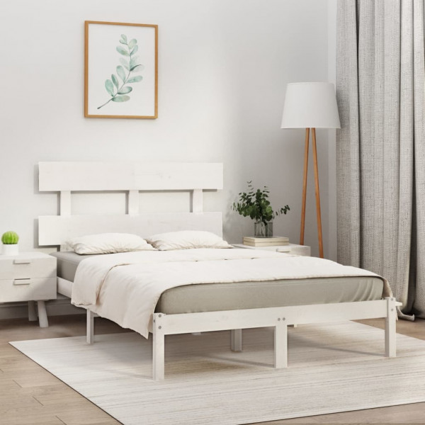 Estructura de cama madera maciza blanca super king 180x200 cm D