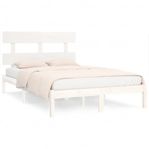 Estrutura de cama super king pinho maciço 180x200 cm branco H