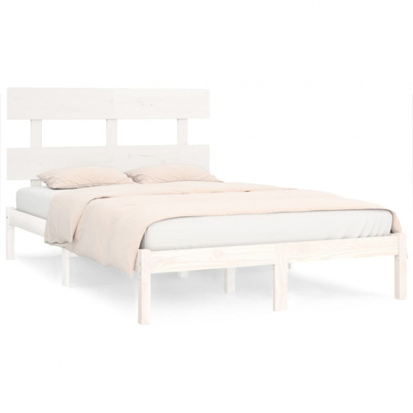 Estrutura de cama 200x200 cm madeira maciça branco M 2