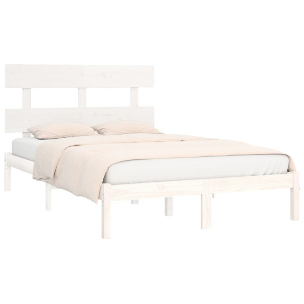 Estrutura de cama 200x200 cm madeira maciça branco M 3
