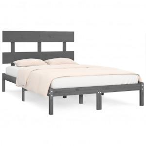 Estructura de cama de madera maciza de pino gris 200x200 cm H