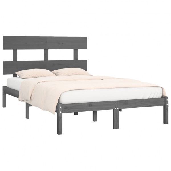 Estructura de cama de madera maciza de pino gris 200x200 cm M 3
