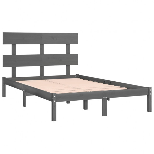 Estructura de cama de madera maciza de pino gris 200x200 cm M 4