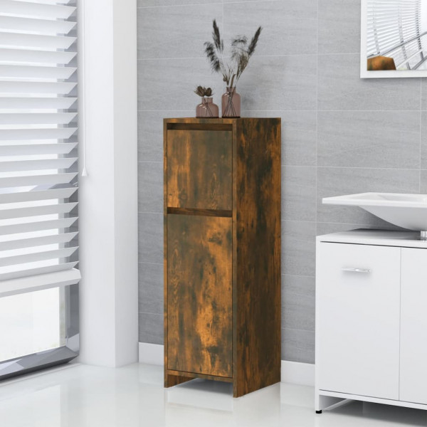 Armario de baño madera contrachapada roble ahumado 30x30x95 cm D