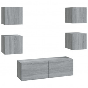 Juego de muebles de pared para TV contrachapado gris Sonoma H