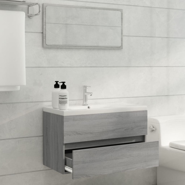 Mueble de baño con lavabo madera contrachapada gris Sonoma M 3