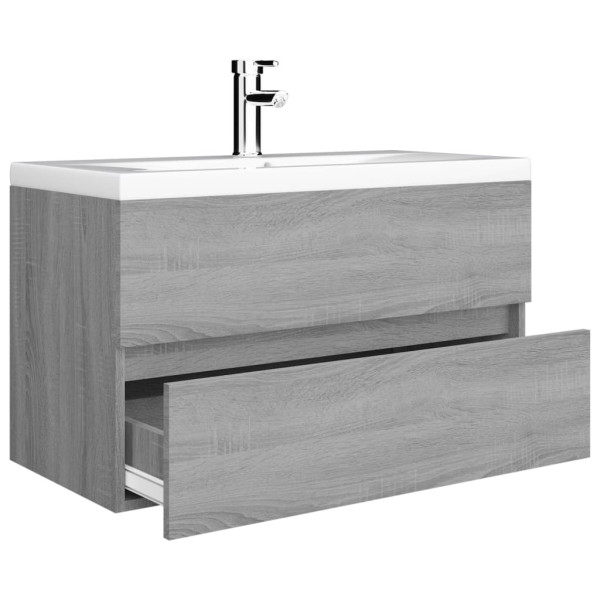 Mueble de baño con lavabo madera contrachapada gris Sonoma M 4