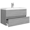 Mueble de baño con lavabo madera contrachapada gris Sonoma 4