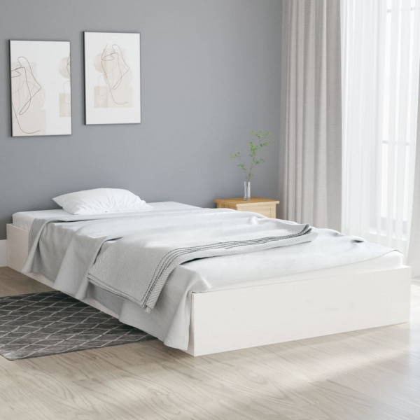 Estructura de cama madera maciza blanca 100x200 cm D