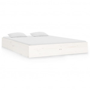 Estrutura de cama casal 135x190 cm madeira maciça branco H