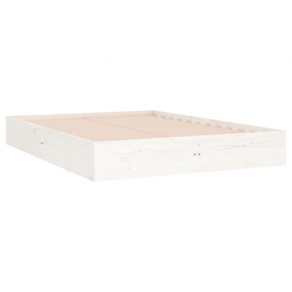 Estructura de cama madera maciza blanca 135x190 cm M 4