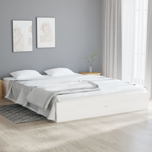 Estructura de cama de madera maciza blanca 140x190 cm D