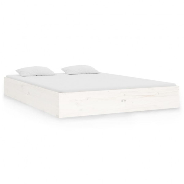 Estructura de cama de madera maciza blanca 140x190 cm M 2