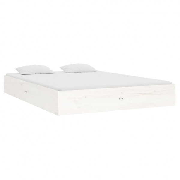 Estrutura de cama 140x190 cm madeira maciça branco M 3