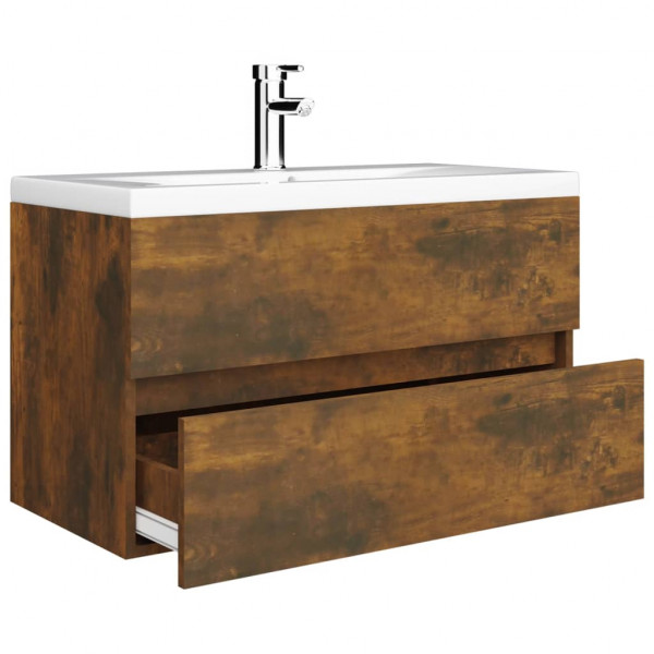 Mueble de baño con lavabo madera contrachapada roble ahumado M 4