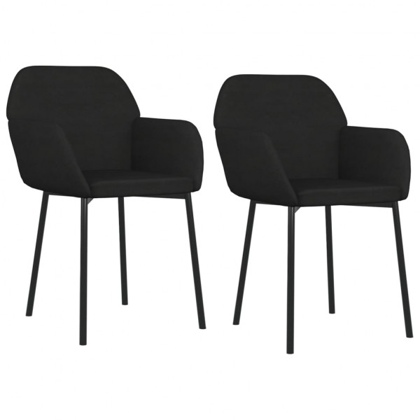 Cadeiras de jantar 2 pcs veludo preto M 2