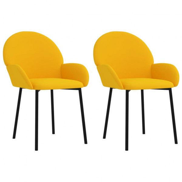 Cadeiras de jantar 2 pcs veludo amarelo M 2