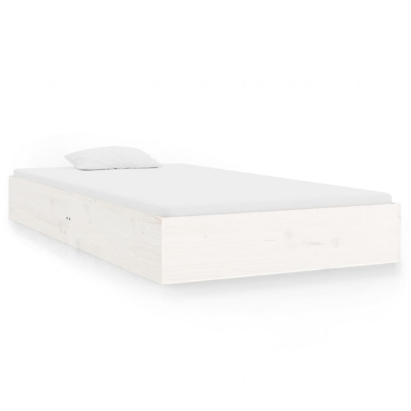 Estrutura de cama 90x200 cm madeira maciça branco M 2