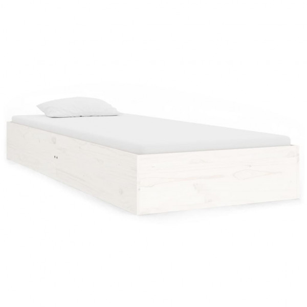Estructura de cama individual madera maciza blanca 75x190 cm M 2