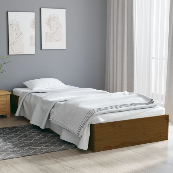Estructura de cama madera maciza marrón miel 75x190 cm D