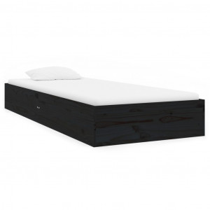 Estructura cama madera maciza individual negro 75x190 cm H