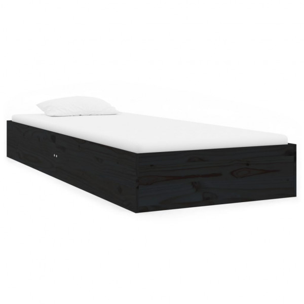 Estructura cama madera maciza individual negro 75x190 cm M 2