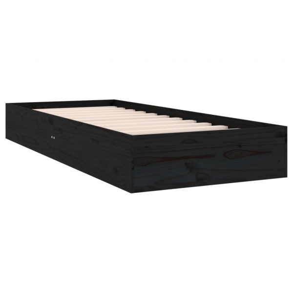 Estructura cama madera maciza individual negro 75x190 cm M 4